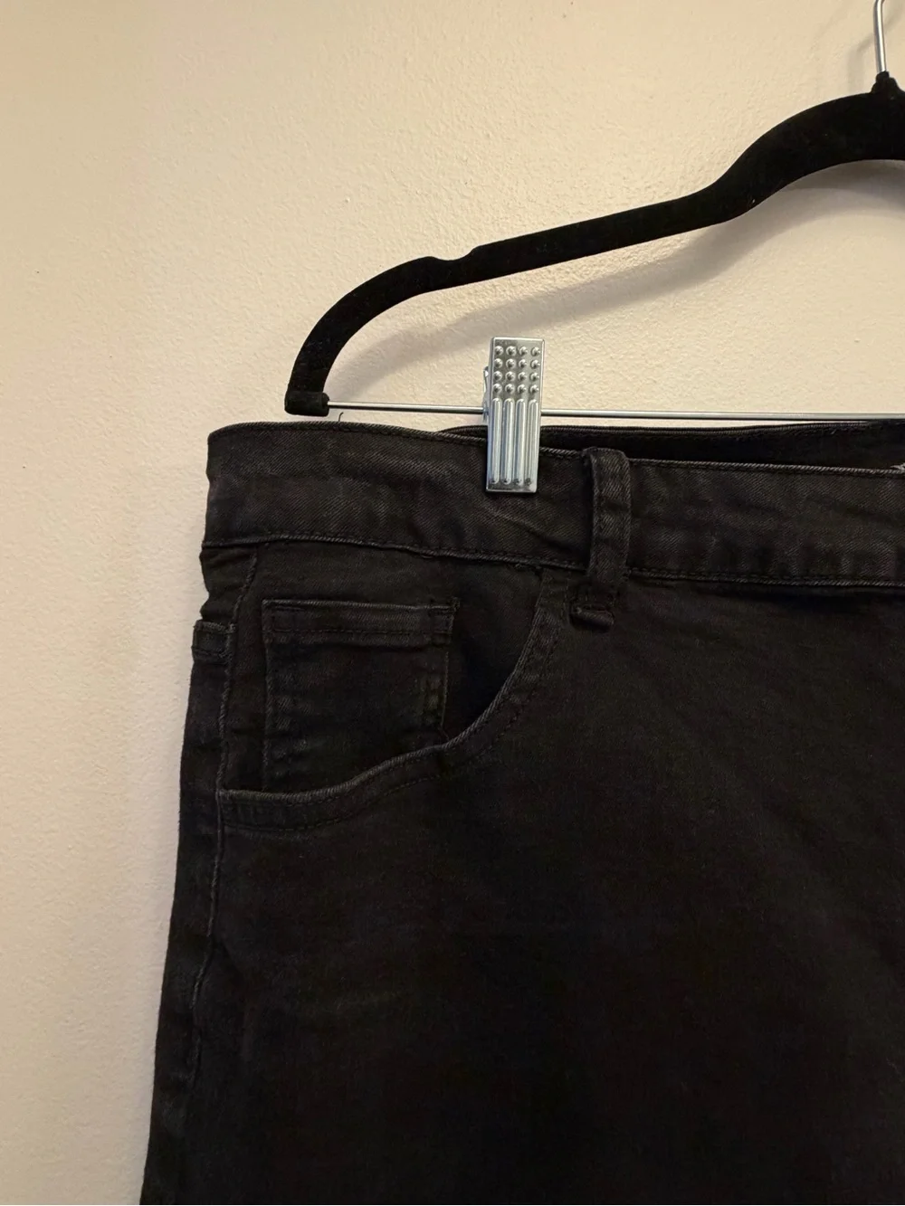 Roswear Denim Bermuda Shorts Women's XXL Plus Black Cuffed Stretch Jean Shorts